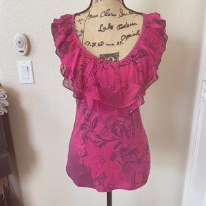Fleurish Hot Pink Ruffled top  Size M
